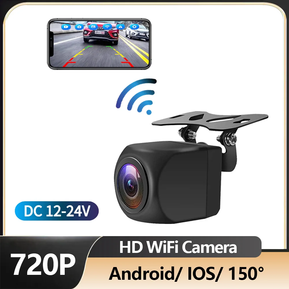 12-24V HD Fisheye Lens Front/Rear View WiFi Car Camera Wireless Reversing Camera Driving Recorder Car Backup Reversing Camera