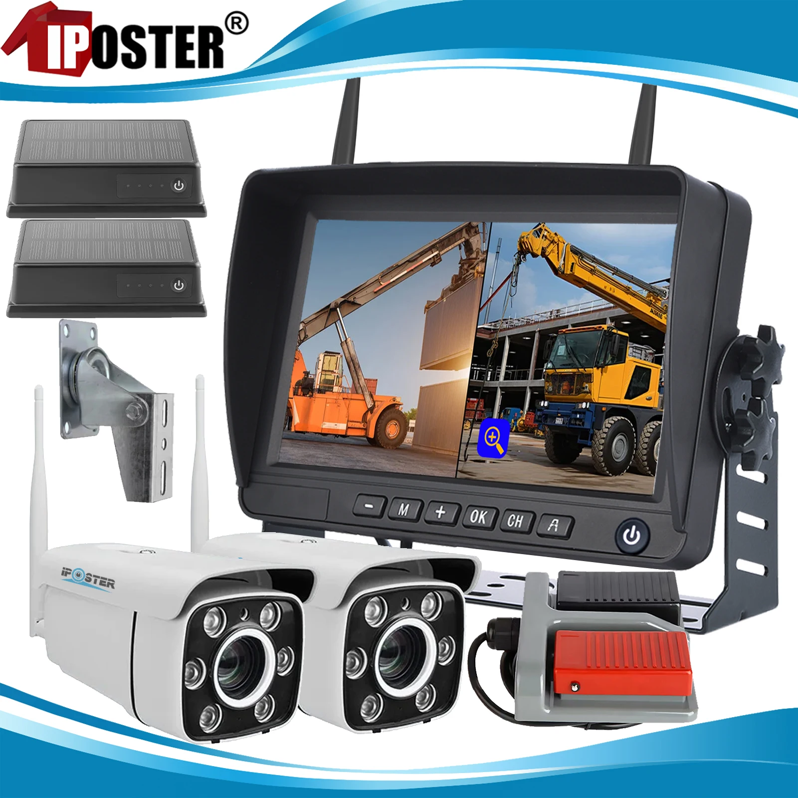 

iPoster Crane Wireless Monitoring Camera High-Altitude Tower 30x Zoom control zoom Pad High-Definition Large 7 Inch Monitor