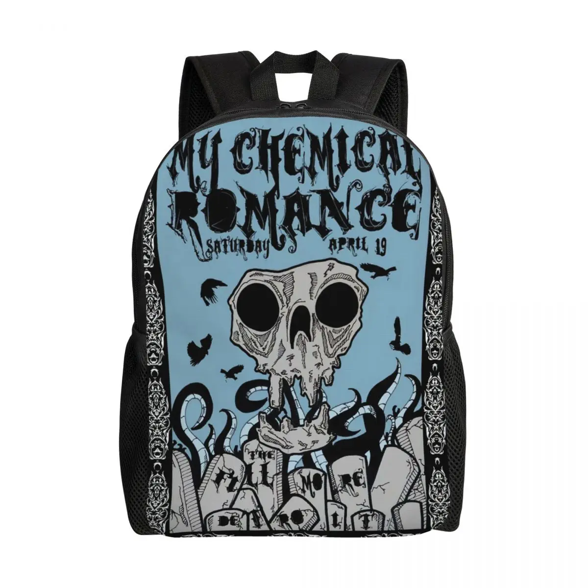 

Custom Vintage My Chemical Romance Band Poster Backpack for Women Men College School Student Bookbag Fits 15 Inch Laptop Bags
