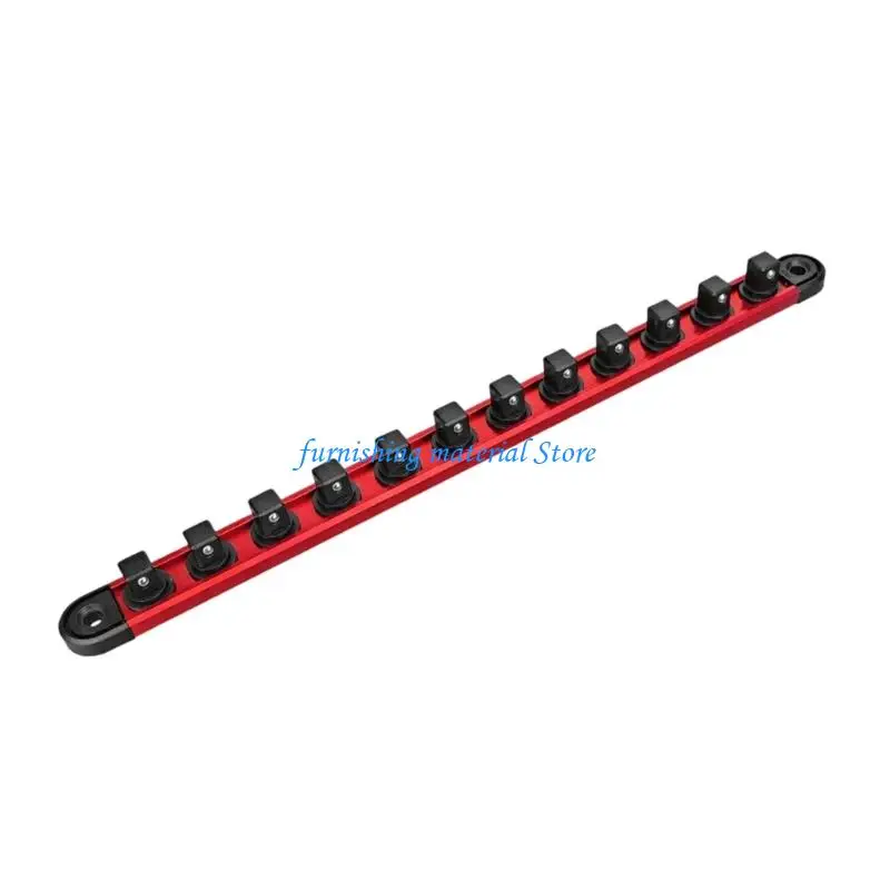 Y5GD 1/4 3/8 1/2 Inch Socket Storage Rails Stand With 14 Slots And Reinforced End Caps For Workshop Tool Management
