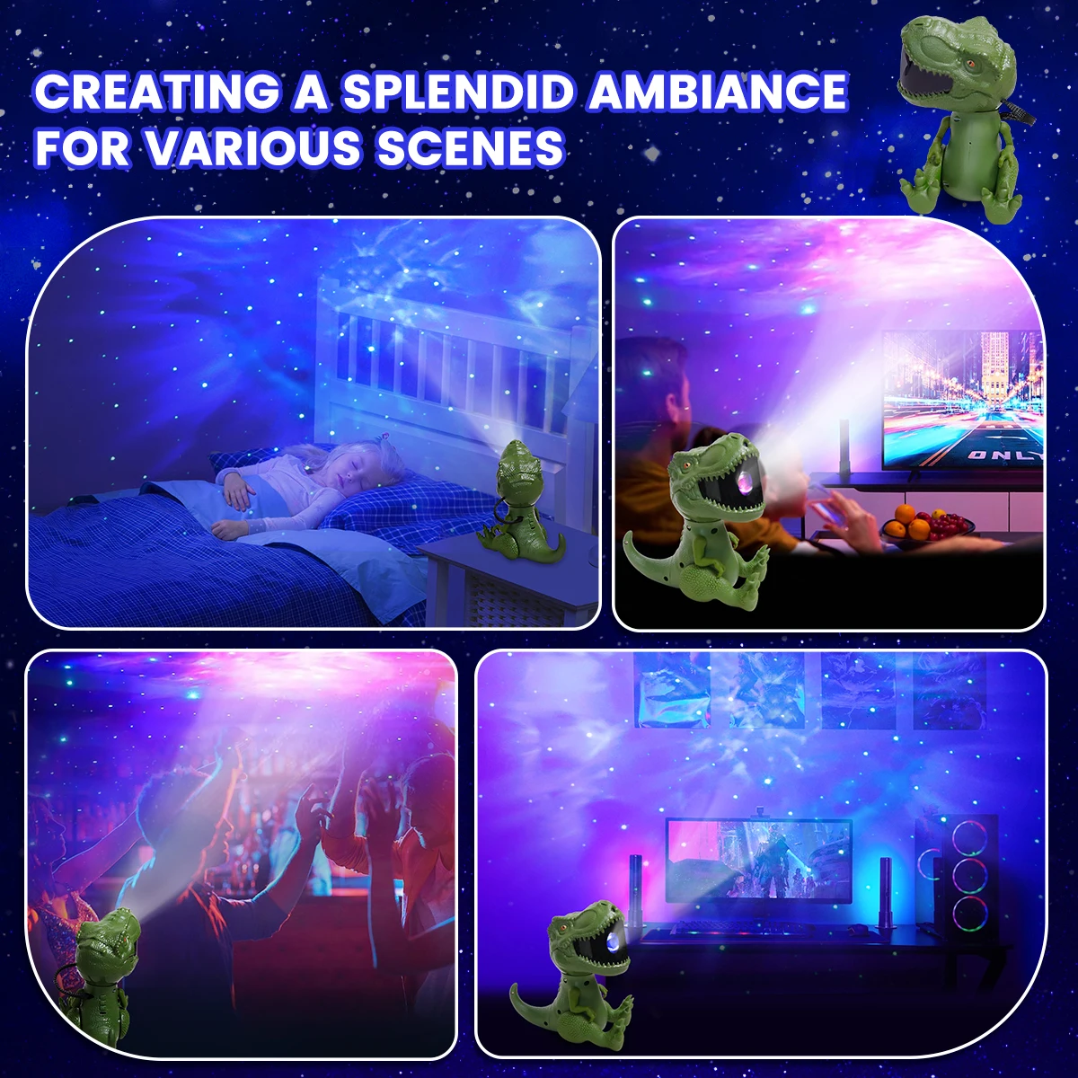 Lampu bintang dinosaurus t-rex, mainan suasana tyrannosaurus rex baru lampu proyeksi magnetik malam l
