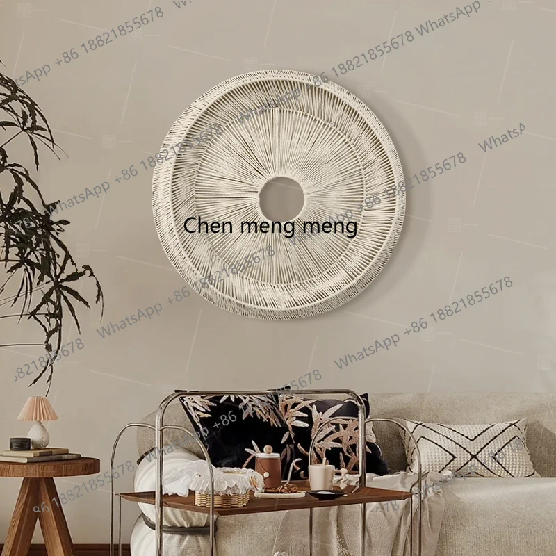 

Medieval style handmade rope weaving round living room decorative painting high-end entrance