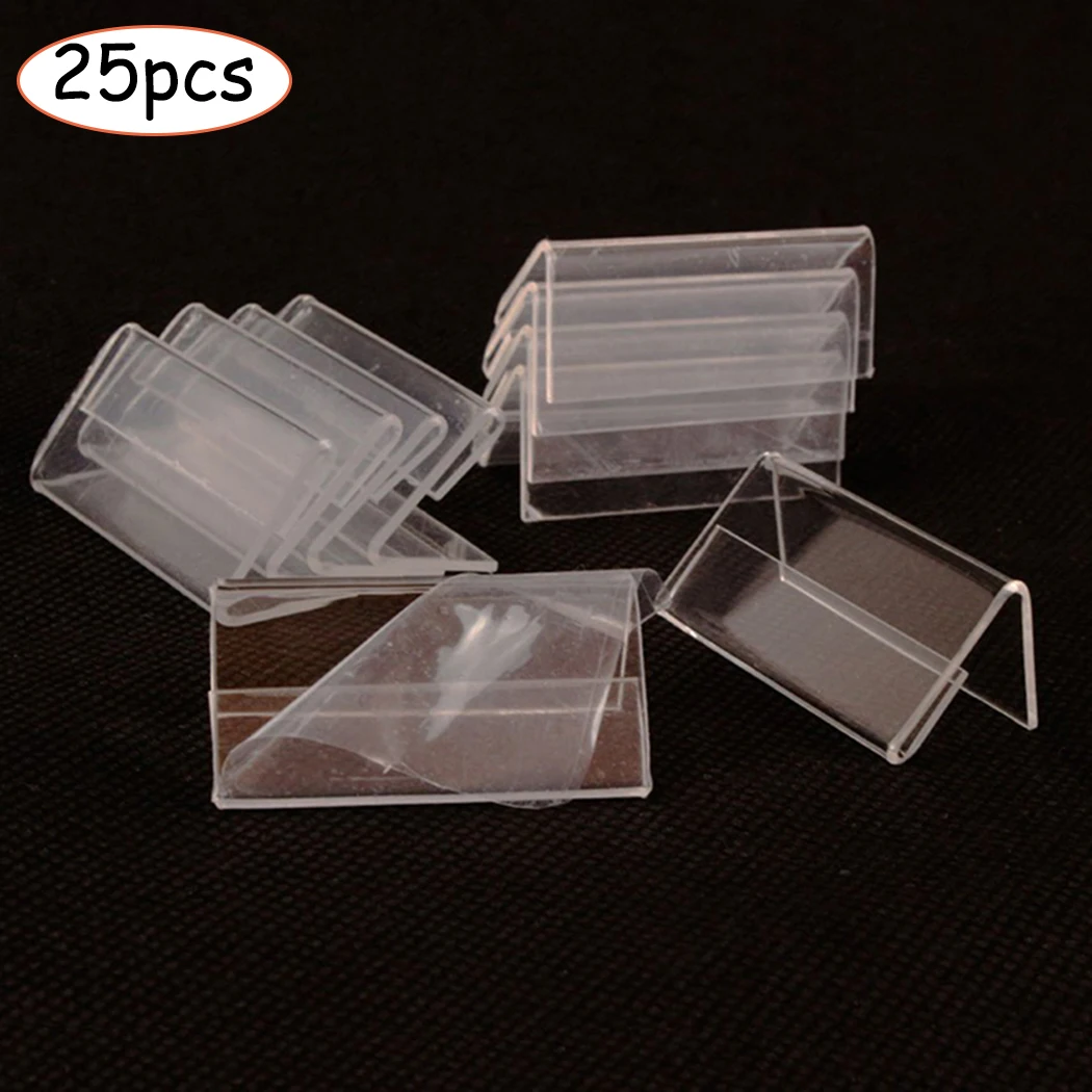 25 Pcs Sign Transparent Acrylic Display Holder Price Card Tag Label Set Counter-Top Stand 20*40mm Shop Shelves And Support