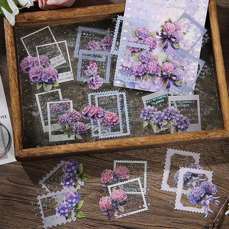 Journamm 20pcs/pack Flowers PET Stickers Decor Junk Journal DIY Srapbooking Creative Stationery Art Collage Photoa Album