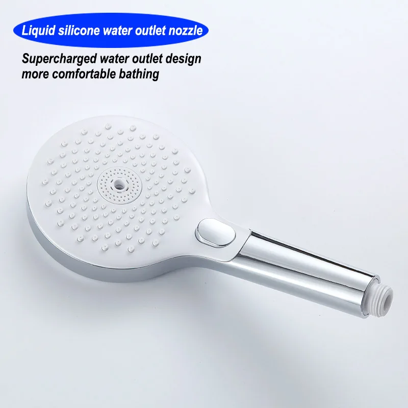 Liquid silicone three function button hand spray showerhead, pressurized water-saving showerhead, showerhead shower