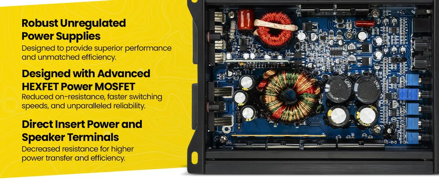 مضخم صوت للسيارة Audio MT-1000.5 1200 وات RMS ذو 5 قنوات، فئة D، Hexfet Mosfet، مرشح تمرير عالي/تمرير منخفض، للبيع