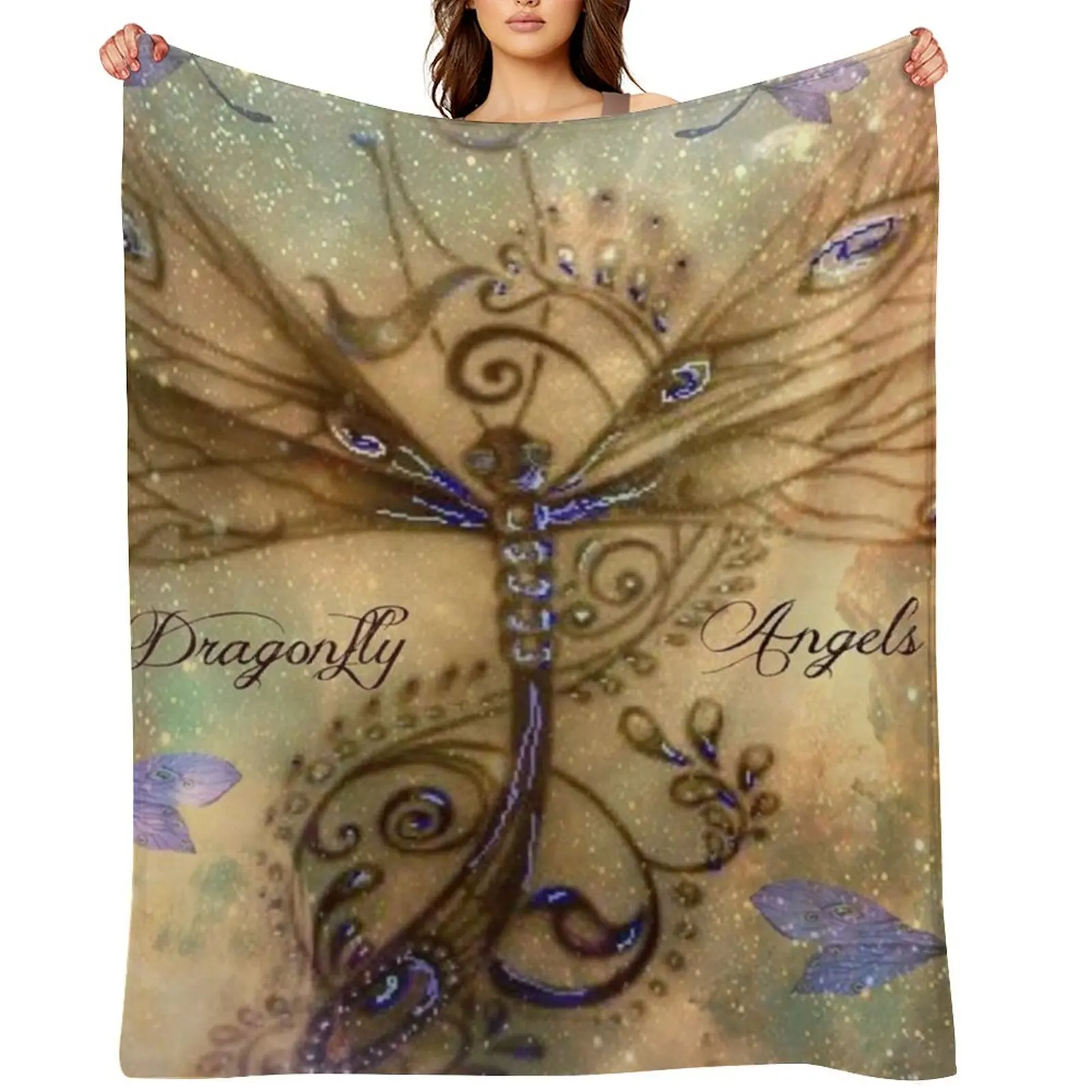 

DRAGONFLY ANGELS Throw Blanket for winter Furrys Soft Beds Loose Blankets