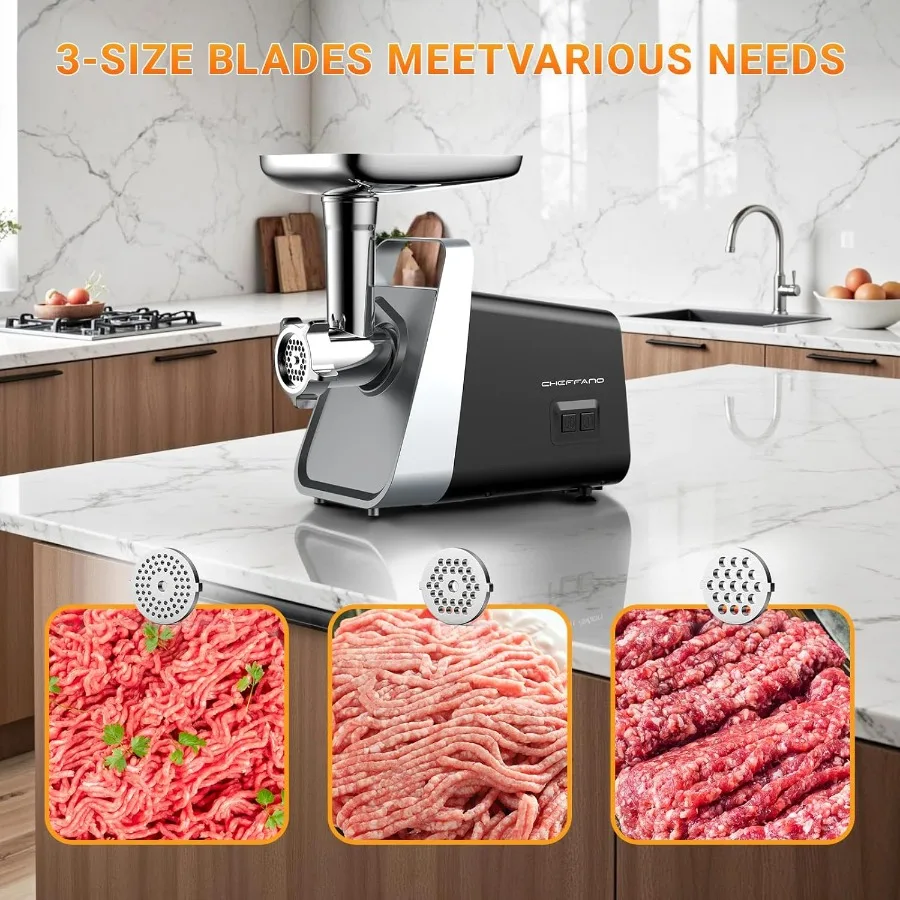 مفرمة اللحم الكهربائية ستوفير السجق مع أنبوب السجق 2 شفرات 3 أطباق كوبي كيت 2800 واط ماكس مفرمة اللحم الثقيلة للمنزل K