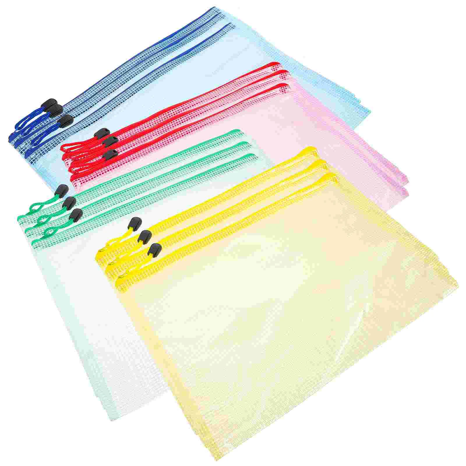 

12 Pcs A4 Transparent File Bag Folders Zipper Pouch Receipt Container Zippered Holder Pvc Board Game Organizer Travel Office