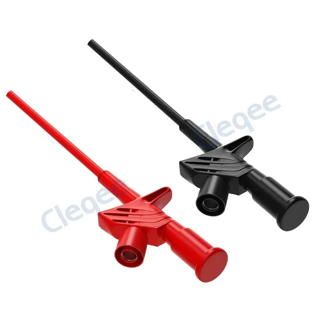 Cleqee P5004 2 Stück Schnelltest-Hakenclip Isolierte Prüfspitze mit 4mm Buchse Professionelles Hochspannungs-Elektro-DIY-Zubehör – Detail 4