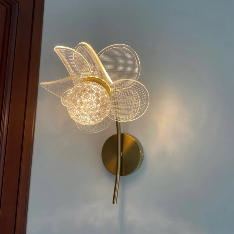 Imagem -03 - Flower Led Wall Lamps For Living Room Bedside Sconce Light Modern Lighting Deco para Corredor e Restaurante Decoração de Fundo