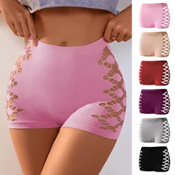 Mid-waist Hollow Out Panties Women Breathable Shapewear Lady Boyshort Knit Female Underpants New Style Women's Underwear