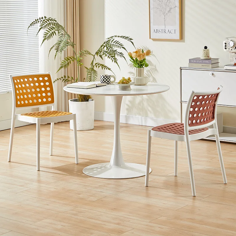 Nordic plastic dining chair household thickened hollow backrest dining table and chair simple modern commercial outdoor stacked
