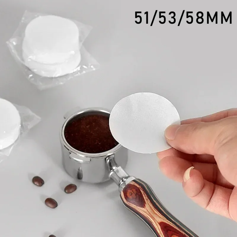 100 Pcs Unbleached Puck Screen Portafilter Paper Barista Maker Coffee Paper Filter 51/53/58mm for Espresso Machine
