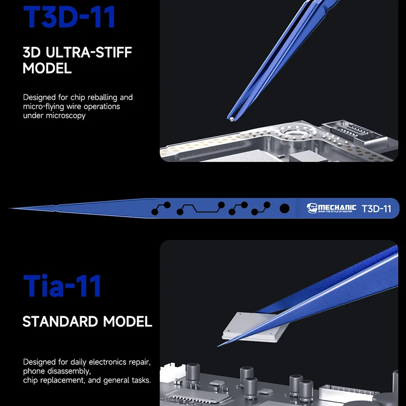 MECHANIC Titanium Alloy Tweezers High Hardness Oxidation Resistance Antimagnetism Mobile Phones jump wire repair Clamping Tools
