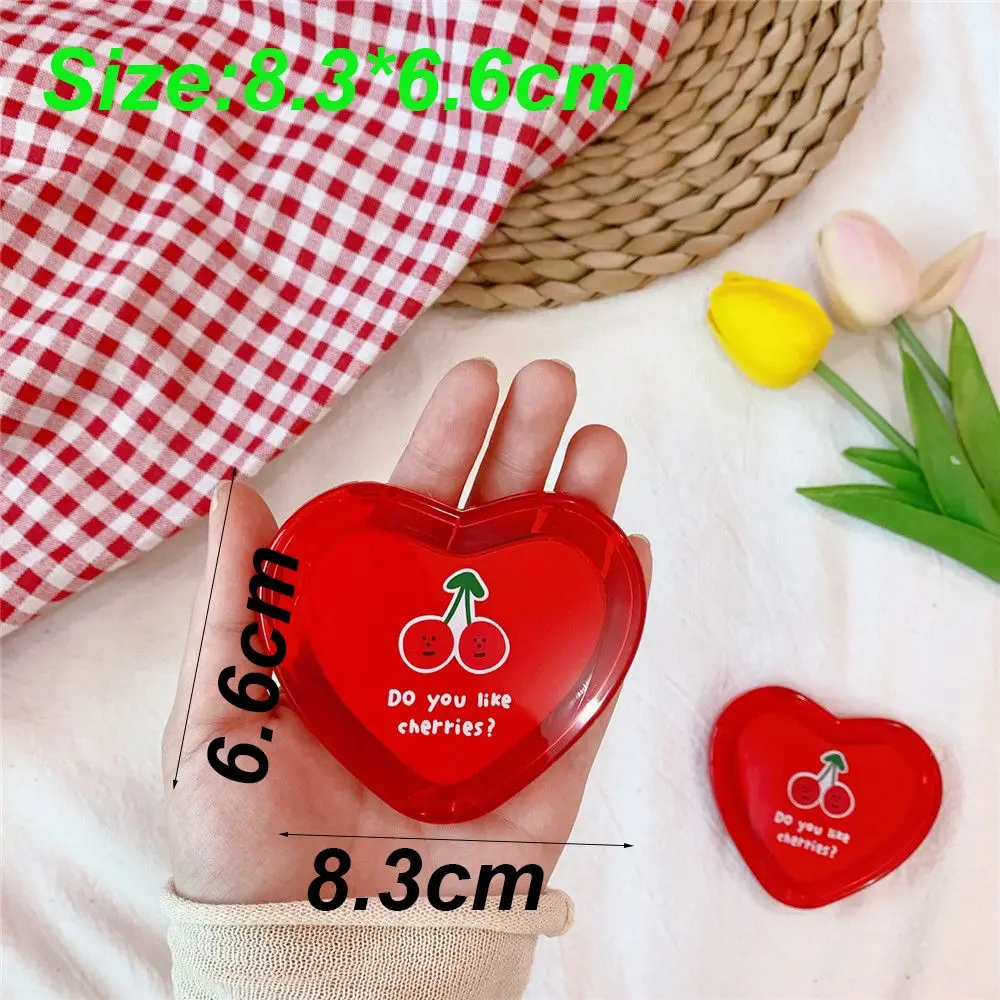 Mini espejos portátiles doblados de doble cara con diseño de cereza en forma de corazón, espejos de maquillaje, espejos de bolsillo, espejos cosméticos