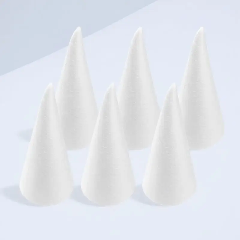 6 قطعة 24 سنتيمتر الأبيض رغوة المخاريط الحرفية Diy بها بنفسك زخرفة الفن مشروع محور ديكور عيد الميلاد الشتاء عطلة الطرف