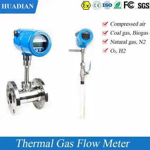 DN50-DN500 삽입형 천연 가스 압축 공기, 바이오 가스 LPG 열 가스 흐름 계량기, O2 H2 CH4, 4-20mA, RS485