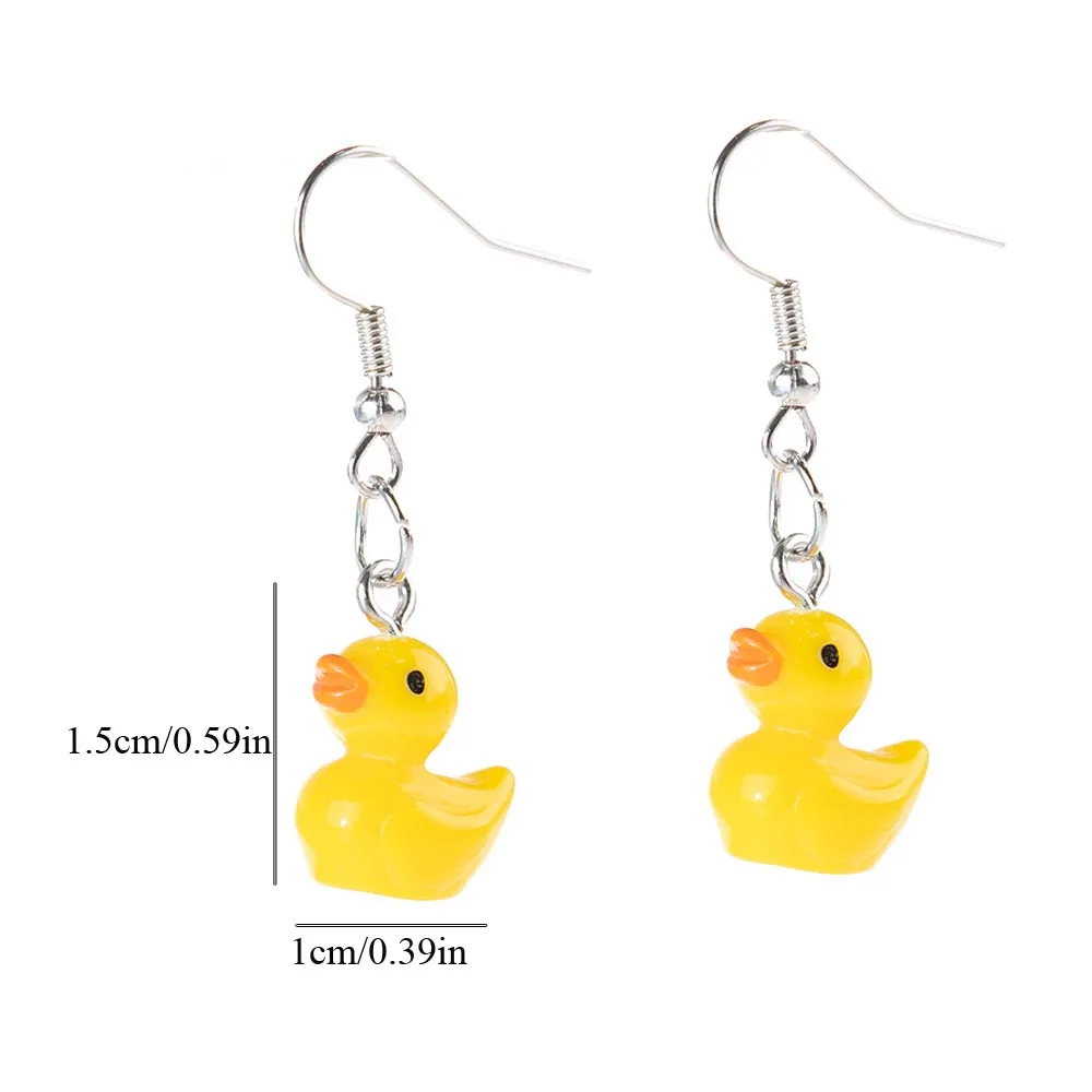 Cute Little Yellow Duck Earrings for Women Fashion Enamel Resin Cartoon Animal Drop Earring Jewelry Gifts