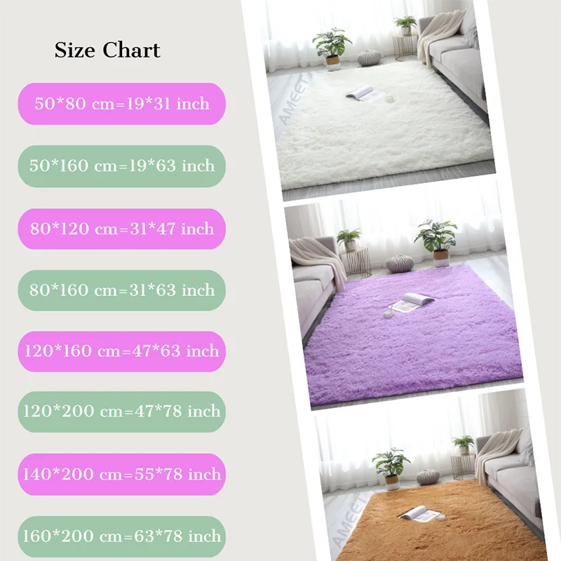 Solid Fluffy Carpets For Living Room Soft Velvet Long Hair Shaggy Rugs For Bedroom Pink Purple Big Size Kids Room Plush Carpet