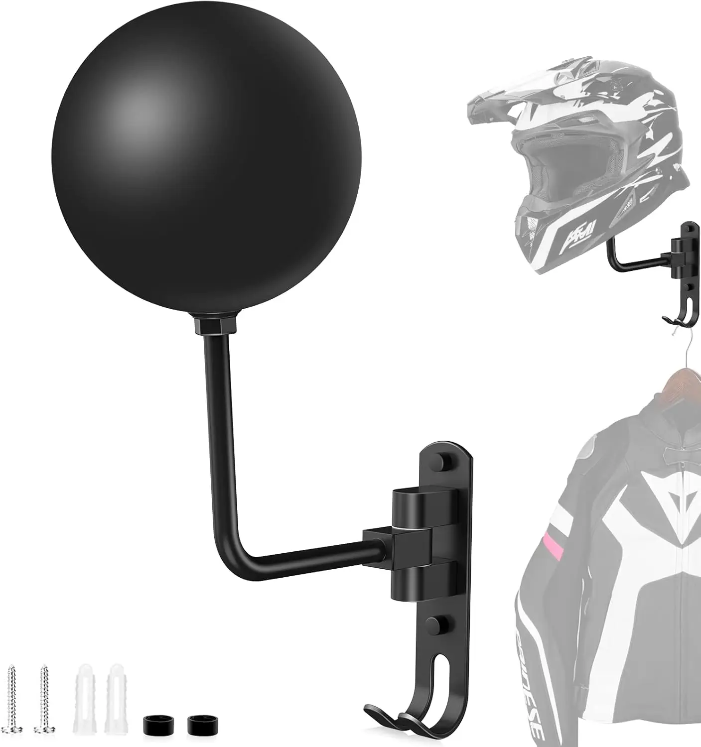 

Motorcycle Helmet Hanger Wall Mount 180° Rotation Motorcycle Helmet Rack with Double Hook for Helmet Display Motorcycle Bike