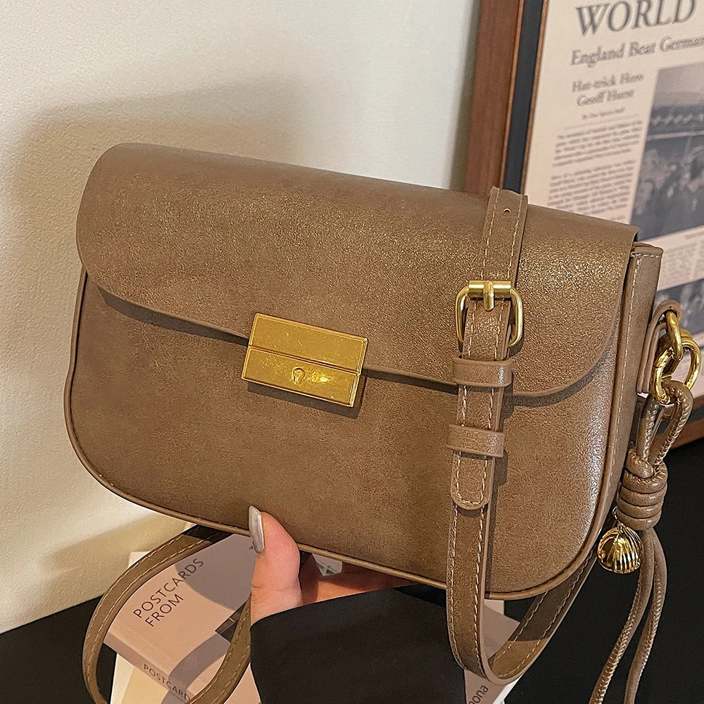 Fashion Solid Color Square One Shoulder Bag Women's Spring Summer New Buckle Zipper Crossbody Bags Chic All-Match Messenger Pack