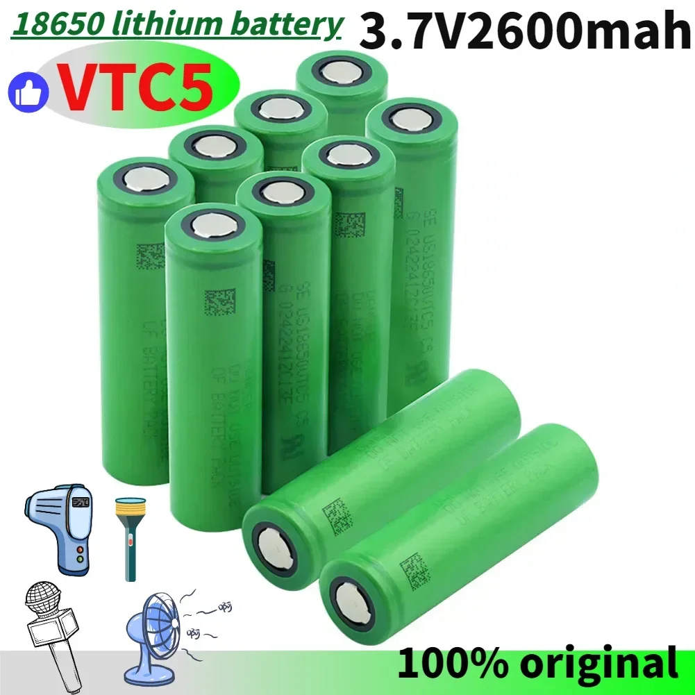 3.7V Volt Rechargeable US 18650 VTC5 2600mAh VTC5 18650 Battery Replacement 3.7V 2600mAh 18650 Battery