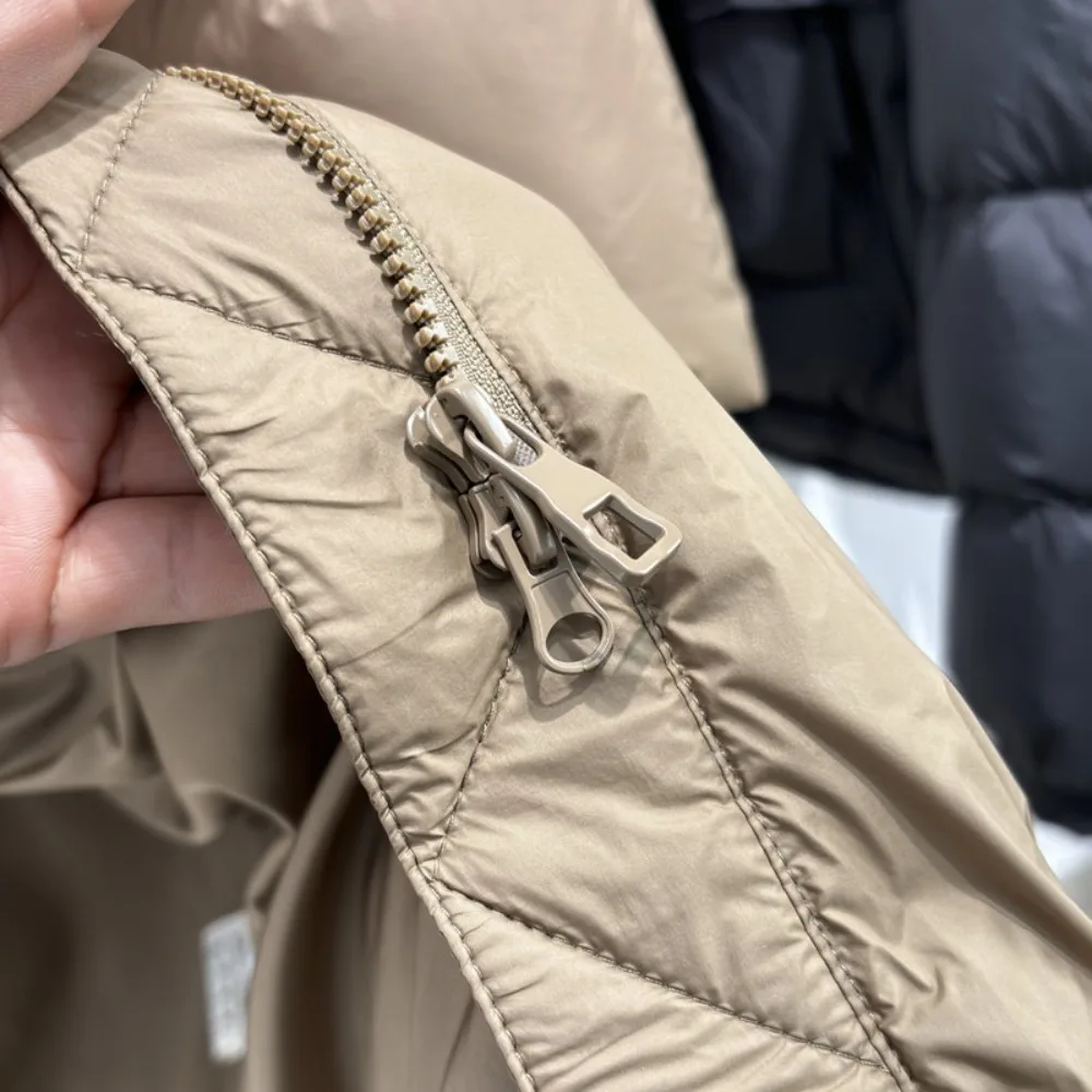 Abrigo largo de plumón de pato blanco a la moda para mujer, ropa de otoño e invierno con capucha, chaqueta acolchada gruesa y cálida para mujer 2025