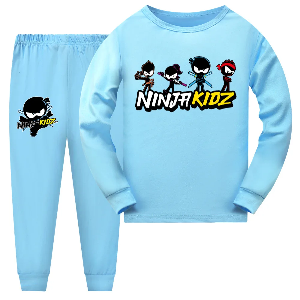 Kids Cartoon Pyjama Anime NINJA KIDZ Costume Baby Girls Long Sleeve T Shirt Pants 2pcs Sets Teenager Boys Casaul Sleepwear