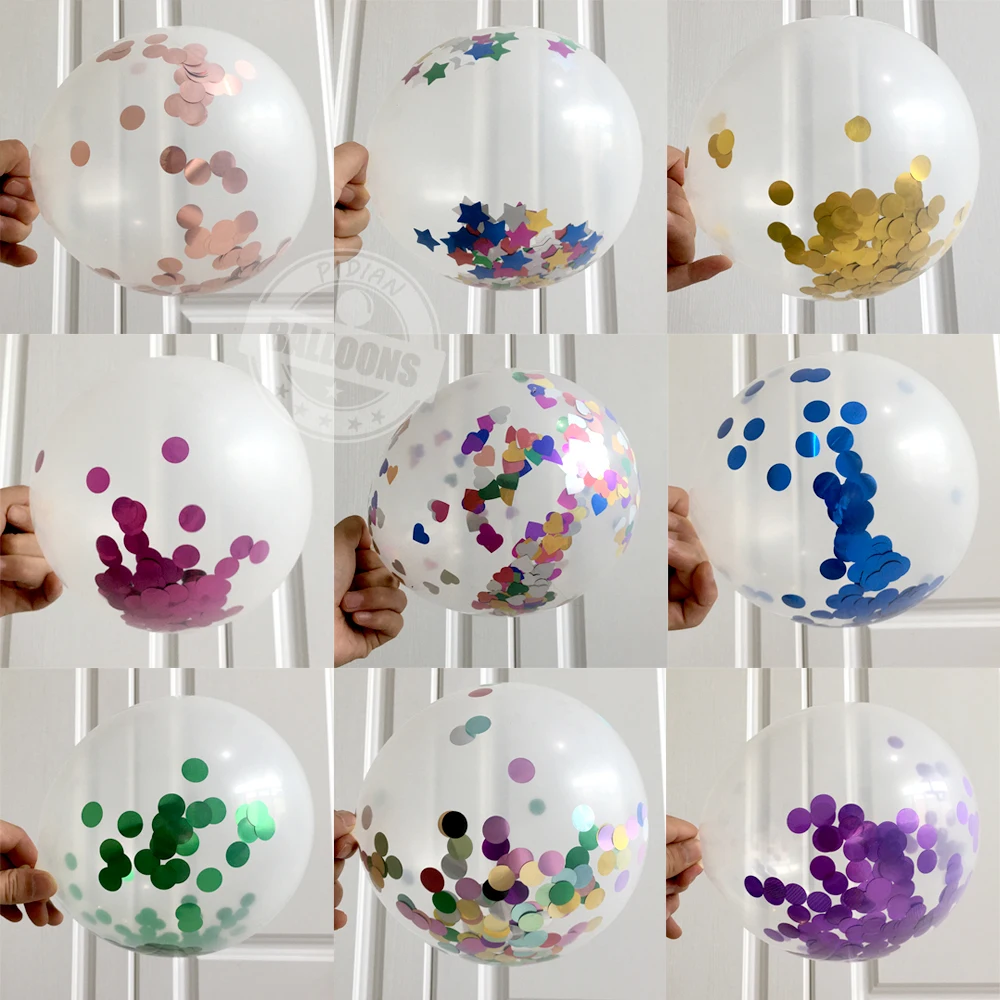 20/50pcs 12inch Transparent Sequin Colorful Confetti Balloon Birthday Party Decoration Wedding Festival Celebration Magic Ballon