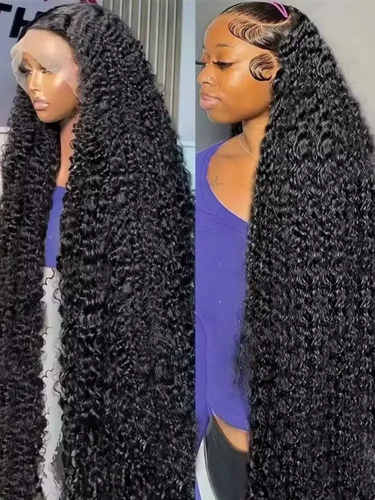 13x6 Hd Water Wave 40 Inch Curly Wave Human Hair Lace Frontal Wigs Black Brazilian 100% Cheap On Sale Clearance For Women Choice image 2