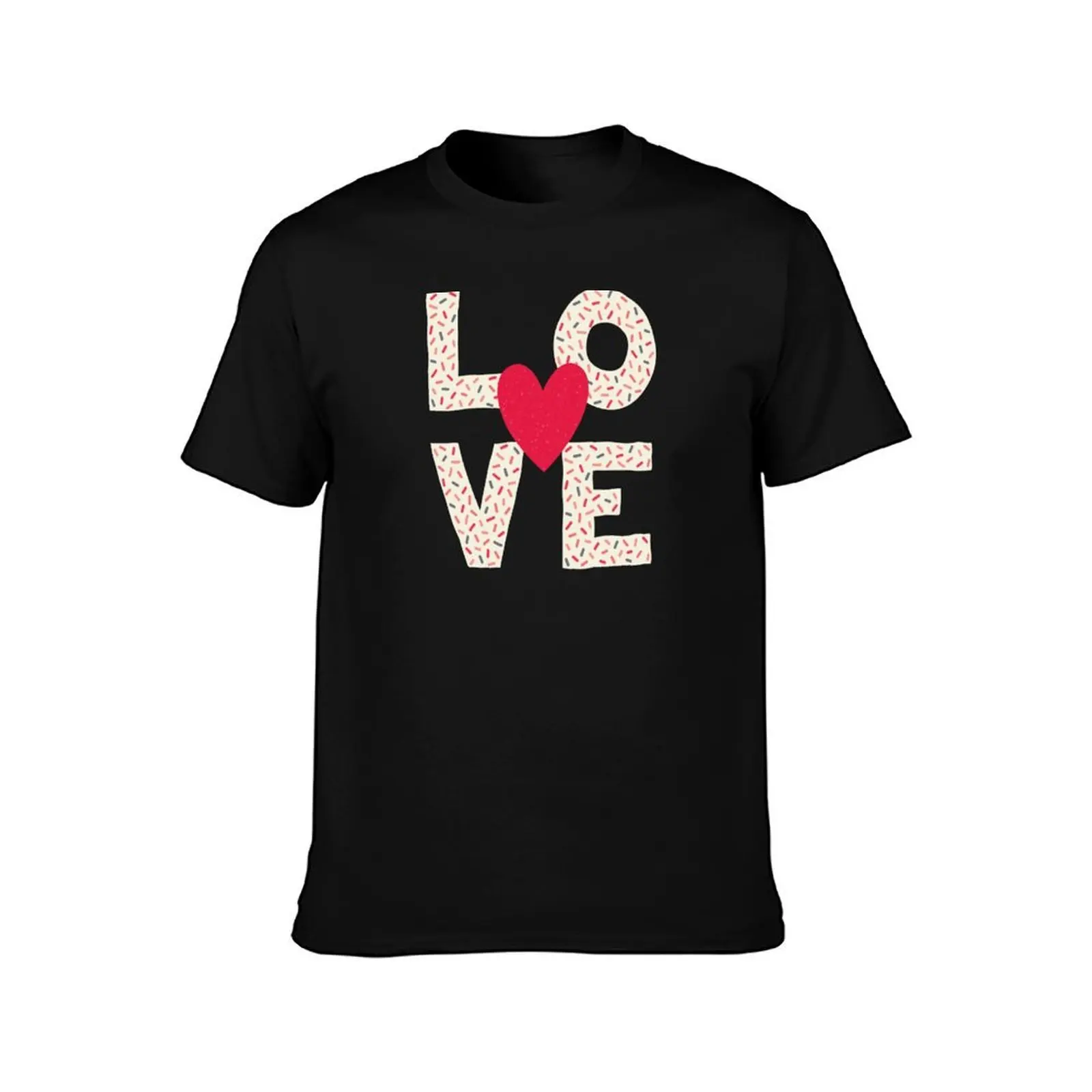 LOVE Typographic Design - on Dark Navy T-Shirt Big and Tall Basic Tee Shirt T-Shirt