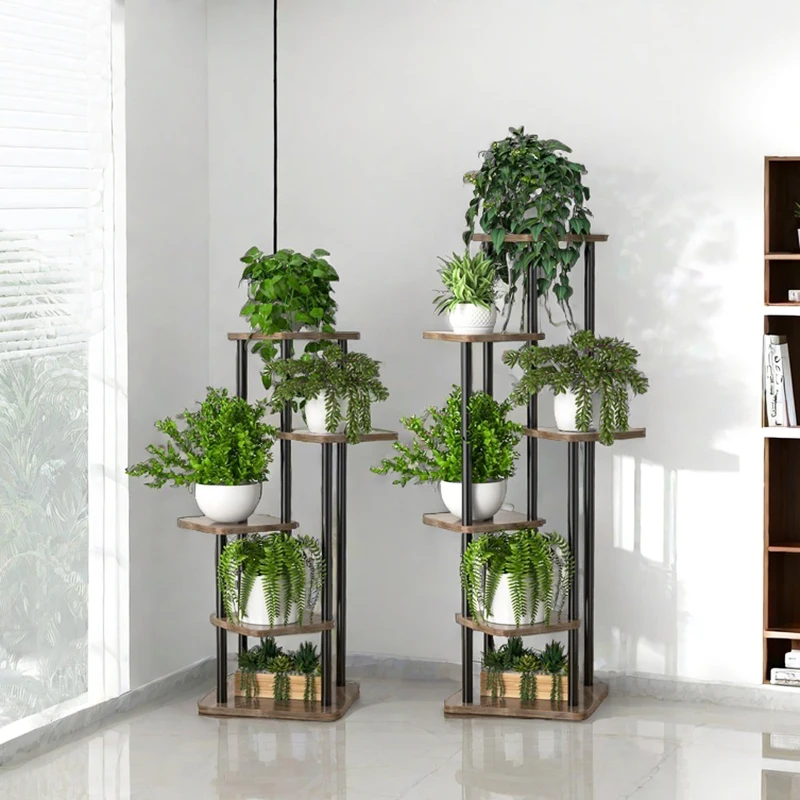 Flower Stand Rack Storage Shelf Iron Plant Holder Home Garden Flower Pot Organizer Living Room Balcony Storage Rack Shelves