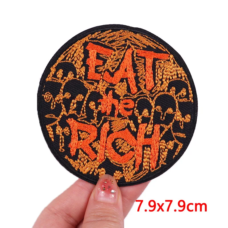 Embroidery Patch Iron On Patches For Clothing Thermoadhesive Patches On Clothes DIY Punk Skull Sew/Fusible Patch Ironing Sticker