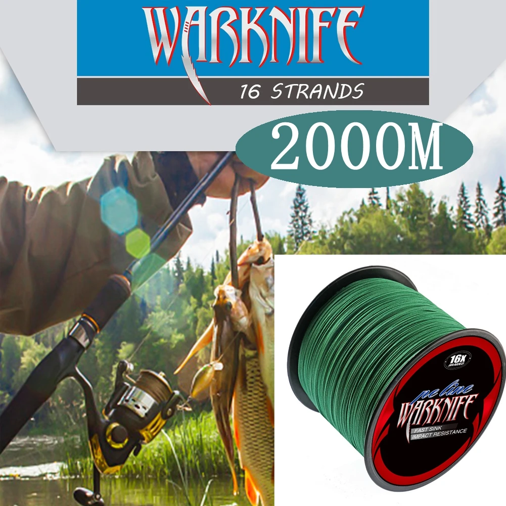 

Warknife 16 Strands 1500M 2000M Hollow Core 100% PE Extreme Braided Fishing Line 20LBs-500LBs 10 Colors Japan Multifilament PE