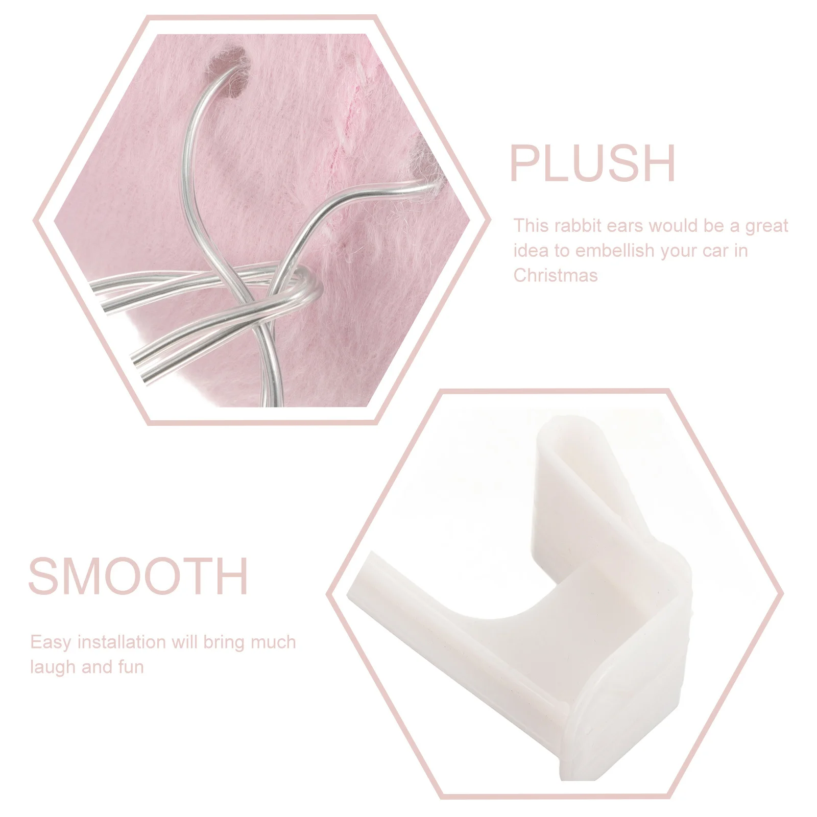 

1Set Car Decorations Christmas Rabbit Ears Kit Premium Fabric Easy Install for Vehicle Window Bumper Holiday Fun Look