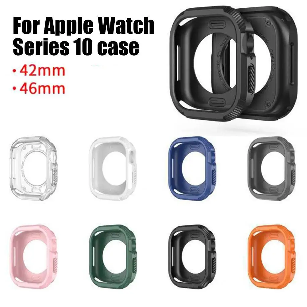 Anti-drop Silicone Protective Case For Apple Watch Series 10 42mm 46mm Samrt Watch Strap Hollowed Out Case With Bumper Protect