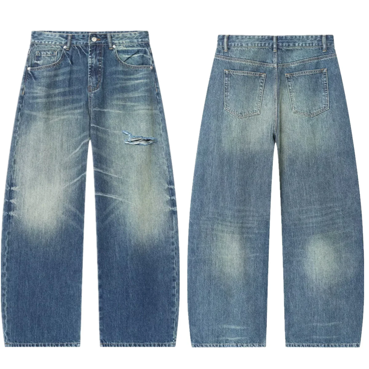 

Dave&Di American Vintage Washed And Distressed Loose Jeans Boyfriend Style Ripped Jeans For Women's jeans Women's Denim Pants