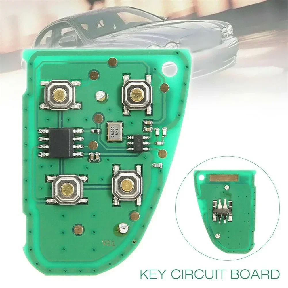 Carhome Electronic Component 433 MHz Key Circuit Board For Jaguar X Type XJ XJR 4 Button Flip Remote Fob Remote Key Circuit Boar