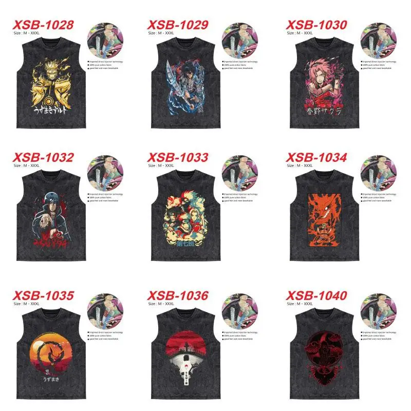 New Anime Naruto Short-Sleeved Diy Direct Injection Craft Pattern Breathable Printing Loose Sports Trend Sleeveless T-Shirt Gift