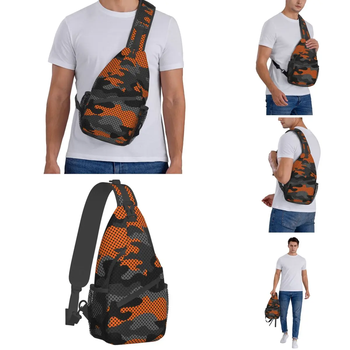 Camuflagem Sling Bags Peito Crossbody Ombro Mochila Outdoor Sports Daypacks Camo Exército Padrão Bag