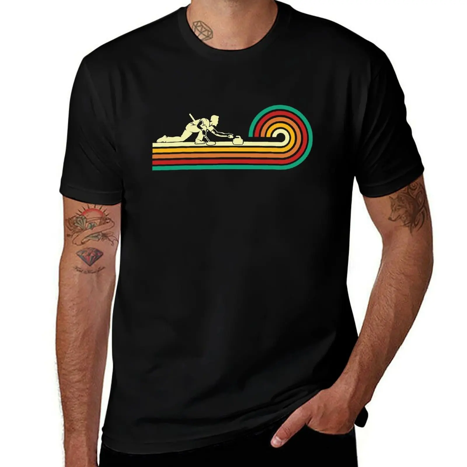 

Curler Sliding Curling Stone Retro Curling T-Shirt oversized t shirt shirts graphic tees boys whites plain white t shirts men