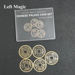 Chinese Palace Coin Set (4 Coins 1 Shell, Morgan/Half dollars Size Brass) by Oliver Magic Gimmicks Close up Magic Tricks Props