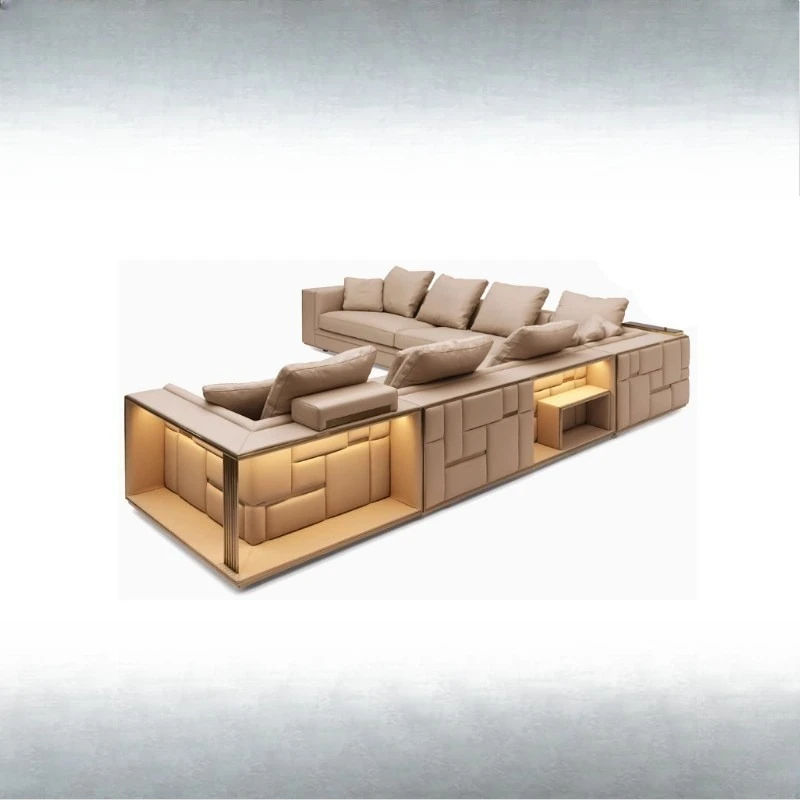 Italian light luxury Babylon leather sofa, modern simple living room, high-end large ordinary villa corner module combination