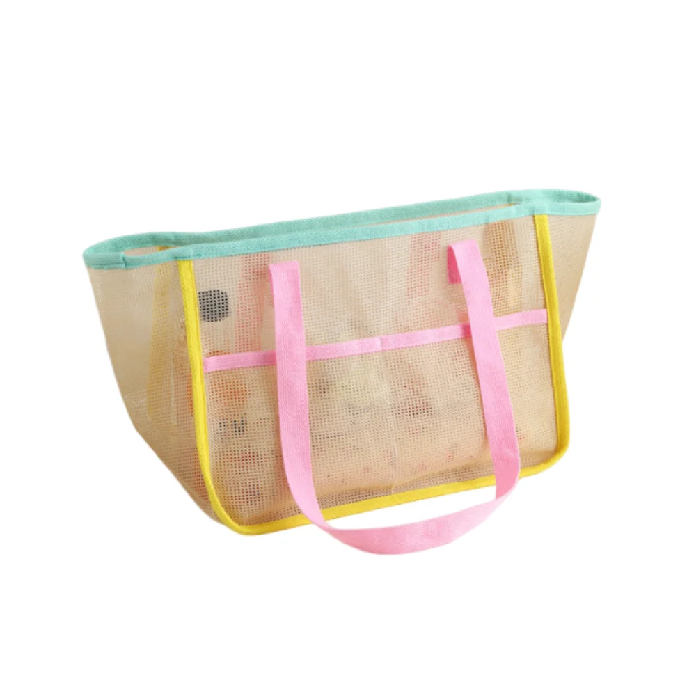 Toiletry Bag Breathable Mesh Beach Bag Foldable Large Capacity Beach Storage Bag Lightweight Sandproof Swimming Handbag Picnic