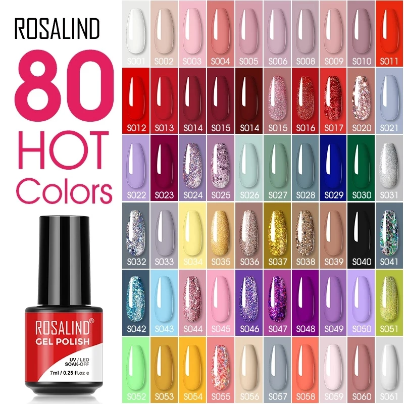 ROSALIND Shiny Gel Nail Polish Hybrid Varnish UV Cat Eye Nail Gel Semi Permanent Matt Base Top Coat For Manicure Art Nail Polish