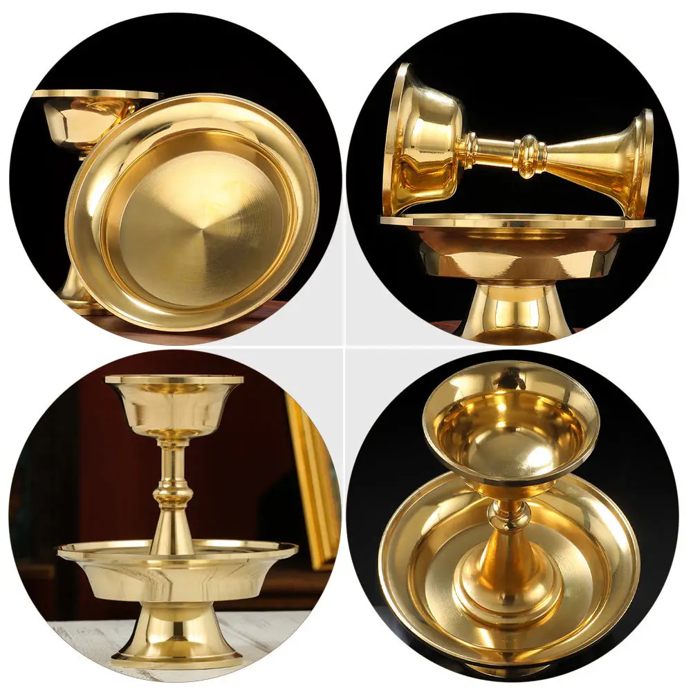 

Copper Buddha Offering Auspicious Water Cup For Temple Decor Buddhist Sacrifice Cup Household Zen Room Decoration