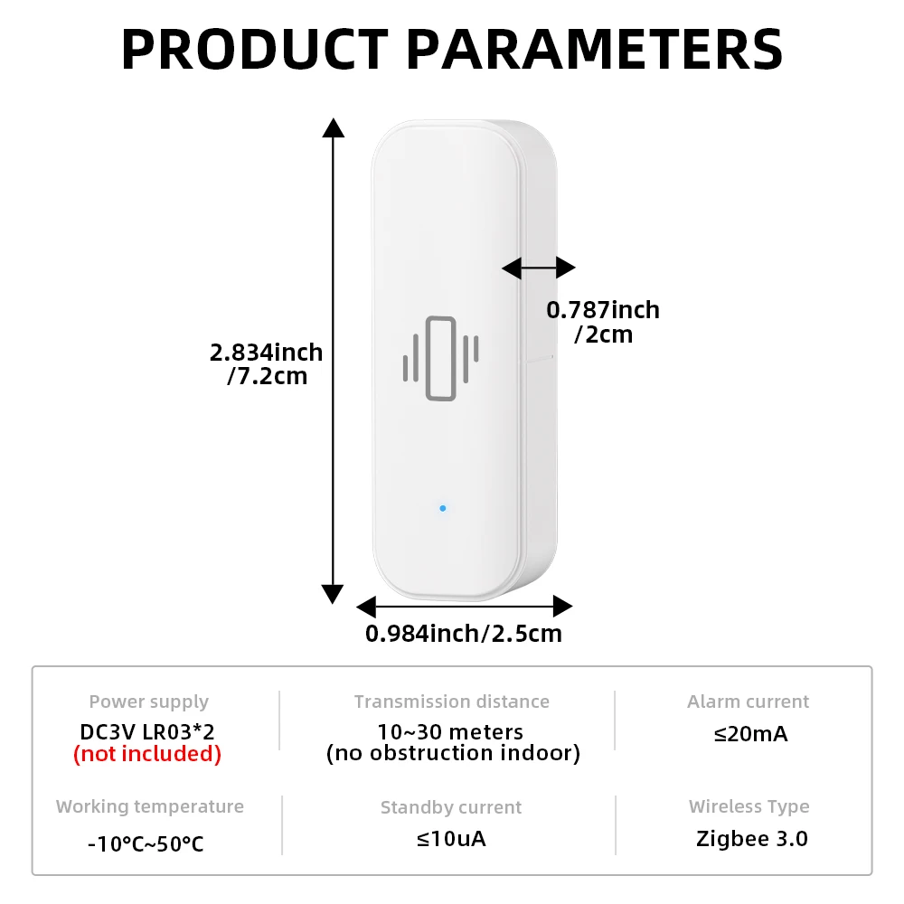 Zigbee Smart Vibration Sensor Detection Tuya Smart Life APP Notification Real-Time Motion Shock Alarm History Record