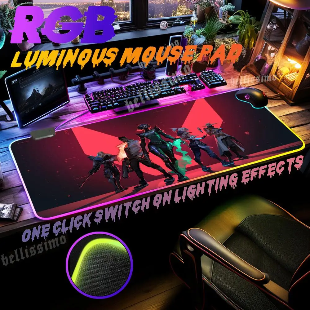 

V_valorant escritorio Mouse Pad RGB Gaming Mouse Pad Mousepad Large Cool mouse pad gamer Mause Pad Keyboard Desk Game Rubber No-