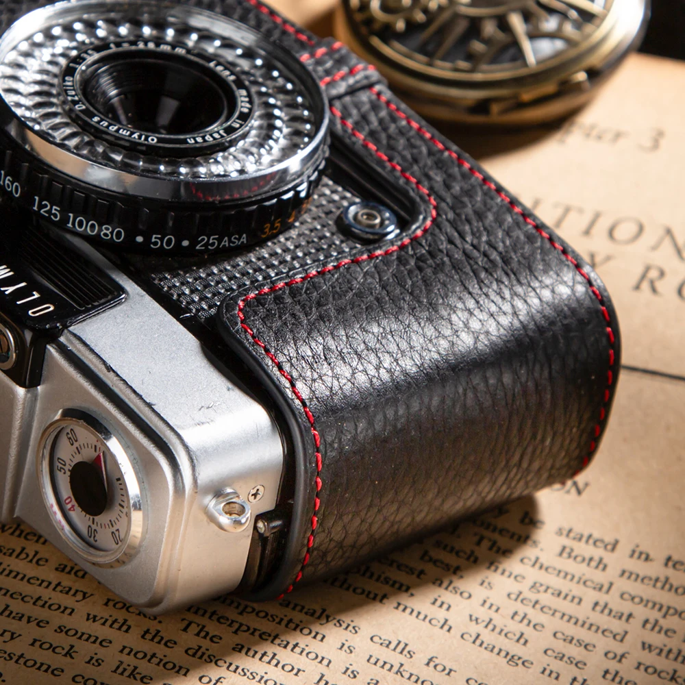 For OLYMPUS PEN-EE3/EE2/EE OM-1/1N OM-2/2N OM-4/4TI OM-3 Case OM1 OM 1 Genuine Leather Half Case EE3 Retro Handmade Camera Bag